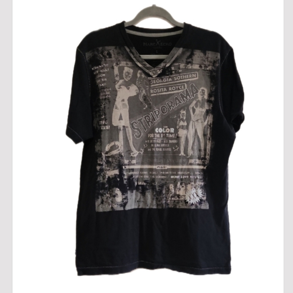 Marc Ecko Black Vintage Grunge Sleeze 50s Cult Graphic Tee Short Sleeve